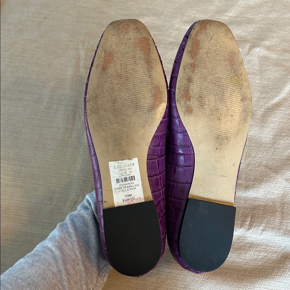 TALBOTS Purple Stella Pom Pom Ballet Flats Leather women’s 10 - Picture 6 of 7